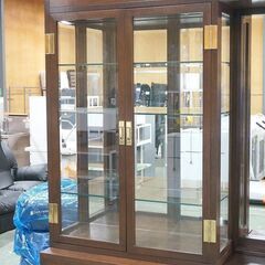 (Y)北大前! 札幌 引取 Karimoku/カリモク domani/ドマーニ Morganton/モーガントン 3連飾り棚 キャビネット キュリオケース 最高峰 家具 中古