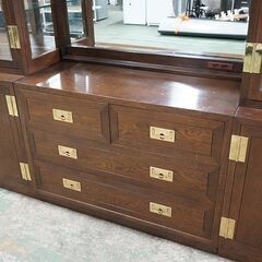 (Y)北大前! 札幌 引取 Karimoku/カリモク domani/ドマーニ Morganton/モーガントン 3連飾り棚 キャビネット キュリオケース 最高峰 家具 中古