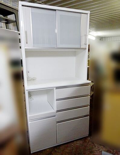 【NITORI/ニトリ】キッチンボード 食器棚 カップボード ホワイト木目 家具