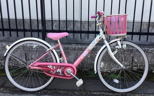 ＜整備済＞ブリヂストン・24インチ・女の子向け・子供用自転車・変速なし 鍵付き・ピンク系・お掃除済みで綺麗です♪