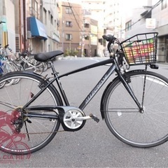 クロスバイク-バスケットや泥除け、ライトまで装備しました