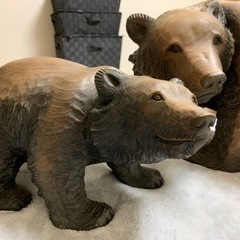 熊 和彫 彫刻 置物 2ペア