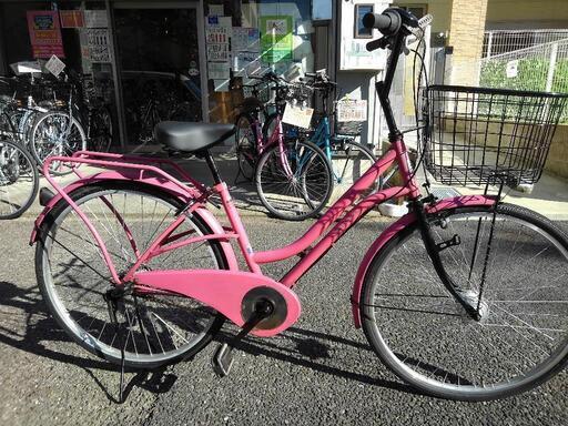 中古自転車２７９２　前後タイヤ新品！　２６インチ　３段ギヤ　LEDオートライト