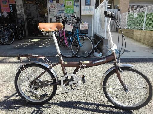 中古自転車2793 折り畳み 20インチ 6段ギヤ ワイヤー錠 ライト
