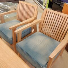 ☆美品  WTW  アペルト ダイニングテーブル＆ベンチ＆チェアセット  ナチュラル木 デニムクッション  札幌市清田区