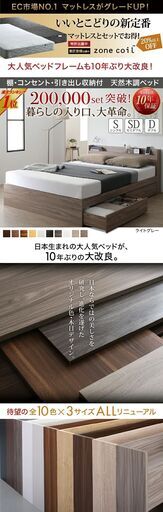 【新品、未使用】マットレス付きダブルベッド
