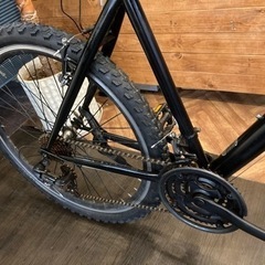 【前後タイヤ・左シフトレバー新品！】サスペンション付き　3×7速　26インチMTB  マットブラック