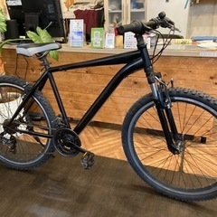 【前後タイヤ・左シフトレバー新品！】サスペンション付き　3×7速　26インチMTB  マットブラック