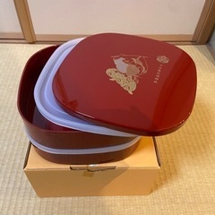 【値下げ】お重箱　お弁当箱　2段　合成漆器　十日恵比寿神社