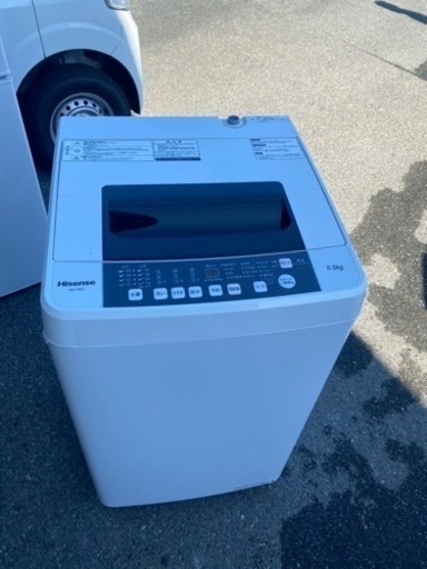 北九州市内配送無料　保証付き　ハイセンス 全自動 洗濯機 5.5kg HW-T55C 本体幅50cm 最短10分洗濯 ふたり暮らし ホワイト/ホワイト