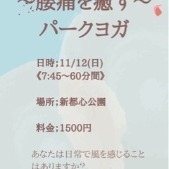 沖縄　腰痛改善の教室　パークヨガ　🌺11/12（日）今週末イベント