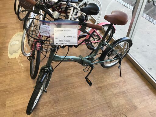 ★ジモティ割あり★  折り畳み自転車 ２０インチ グリーン クリーニング済み KJ3511