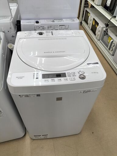 SHARP 4.5kg洗濯機  ES-G4E6  2019年製　IK-378