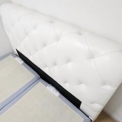 【美品・購入価格30万円】IDC大塚家具 ベッドフレーム ホワイトレザー クイーンsize