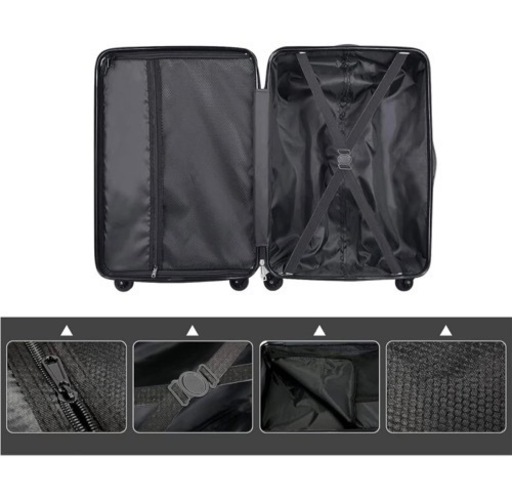 新品　スーツケース　大型　M　ブラック　超軽量　丈夫　キャリーバッグ　親子トランク付き