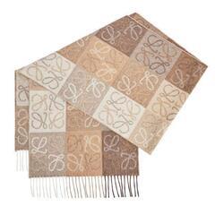 極上逸品 大人気 定価4.7万 LOEWE ロエベ 大判カシミアマフラー 総アナグラム ストール マフラー ロゴ 