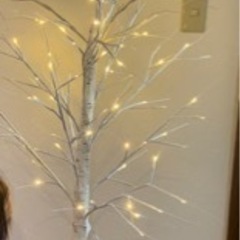 人工 白樺 クリスマスツリー 白 電飾付き 180センチ
