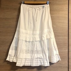 【未使用】KID BLUE キッドブルー 白 スカート 綿 天然...