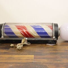 【ジモ取引終了10/14】≪ZU711ジ≫ 点灯OK サインポール 壁付け型 店舗用品/理美容用品 理容室 レトロ 回転不可/現状品