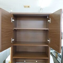 幅54㎝ キッチンボード 奥行40×高さ181㎝ スリム 食器棚 レンジボード キッチン収納 ブラウン 茶 札幌 北20条店