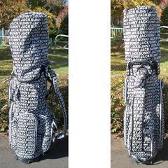 使用感少なめ　ジャックバニー キャディバッグ ロゴ 総柄 2021年モデル ブラック×ホワイト 9.0型 46インチ 5分割　黒地×白ロゴ 総ロゴ　☆ PayPay(ペイペイ)決済可能 ☆ 札幌市 豊平区 平岸 平岸店