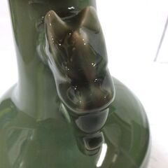 加藤渓山作 天龍寺青磁 耳付花生 高さ26㎝ 花瓶 花器 共