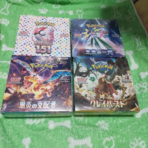 シュリ有り　ポケモンカードbox4種(151・クレイバースト・黒炎・未来)