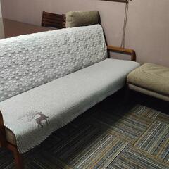 カリモクソファー　3人掛け　スツール付　美品　ベージュ　定価26万