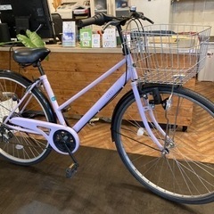 【前輪タイヤ・前輪チューブ新品！】6段変速　27インチ自転車　ラベンダー 前輪タイヤ・前輪チューブ新品！】6段変速 27インチ自転車 ラベンダー