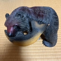 木彫りの熊 鮭 昭和レトロ 置物 民芸品 熊の木彫り インテリア...