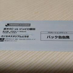 J2 栃木sc vs　ジュビロ磐田　11月12日　バック自由席　1枚