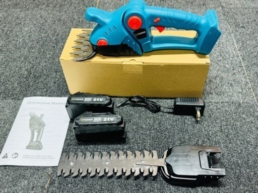 芝刈り機 芝生バリカン 二合一 ミニヘッジトリマー 充電式 生垣バリカン コードレス 草刈り機 軽量 21Vバッテリー2個付