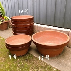 素焼き鉢　植木鉢　9個　大きめ　浅型　12号10号