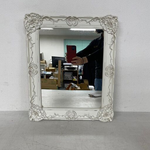 アンティークミラー 壁掛け鏡 ウォールミラー ホワイト