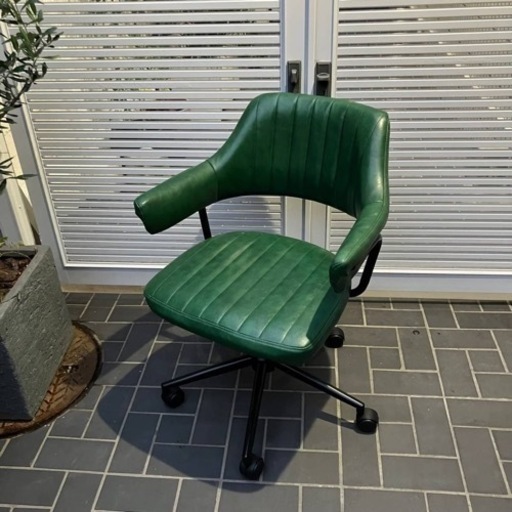 【売約済み】　GART GAZE ゲイズ チェア キャスター付  オフィス テレワーク 家具 ヴィンテージ風 シンプル オフィスチェア　ワークチェア　緑　グリーン　椅子　イス