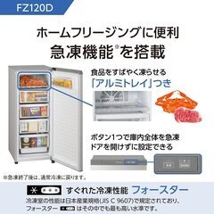 パナソニック NR-FZ120D-SS 1ドア冷凍庫 (121L・右開き) シャイニーシルバー