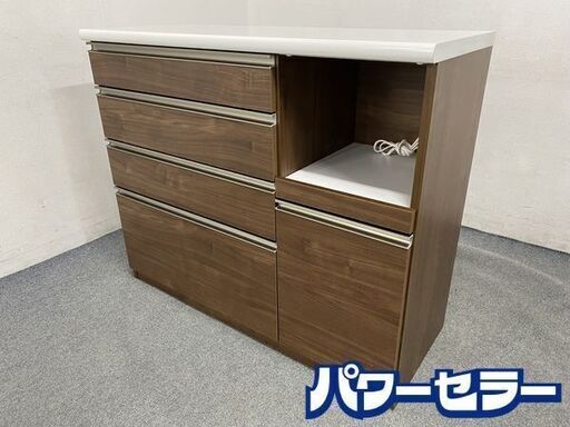 古賀家具 キッチンカウンター エデン・セイント モイス シリンダーレール レンジ台 ウォールナット 食器棚 中古家具 店頭引取歓迎 R7699