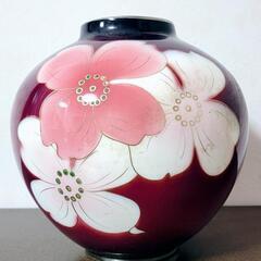 花瓶　フラワーベース　花柄　ピンク