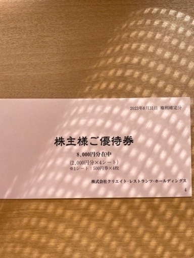 クリエイトレストランツ　優待券