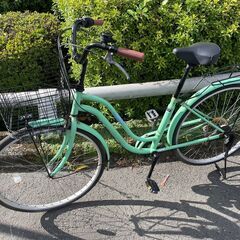自転車　No.1145　ママチャリ　グリーン　6段切替　26イン...