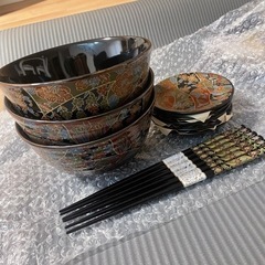 京友禅　食器セット　お椀　小皿　箸