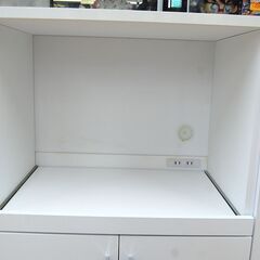 ニトリ ミドルレンジボード 幅90×奥行39.5×高さ89.5cm 白 コンセント付き 食器棚 レンジ台 キッチンボード 札幌市 清田区 平岡