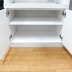 ニトリ ミドルレンジボード 幅90×奥行39.5×高さ89.5cm 白 コンセント付き 食器棚 レンジ台 キッチンボード 札幌市 清田区 平岡