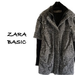 【ZARA BASIC】異素材ミックス ニットコート XS