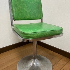 緑×シルバーの回転椅子 アンティーク チェア