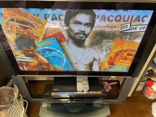 日立42型プラズマテレビとDVDHDDレコーダー、スイーベルラックセット