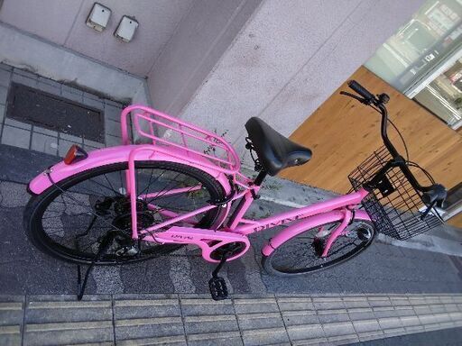MINI　シティサイクル　ピンク　26インチ　6段ギア　可愛い自転車　持帰り専用 MINI シティサイクル ピンク 26インチ 6段ギア 可愛い自転車 持帰り
