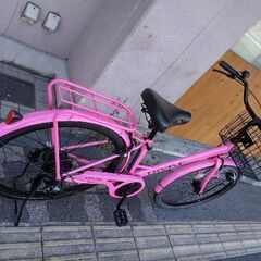 [DAINICHI]DlVlNE(ディバイン)26吋 ファッションシティーサイクル 外装6段/LEDオート/ピンク