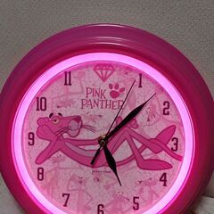 取引決定、ピンクパンサー　光る掛け時計