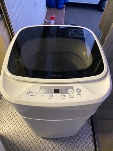 福岡市内配送設置無料　2021年　[山善] 全自動洗濯機 3.8kg YWMB-38(W) ホワイト ノンインバーター 一人暮らし 幅47cm 節水 小型